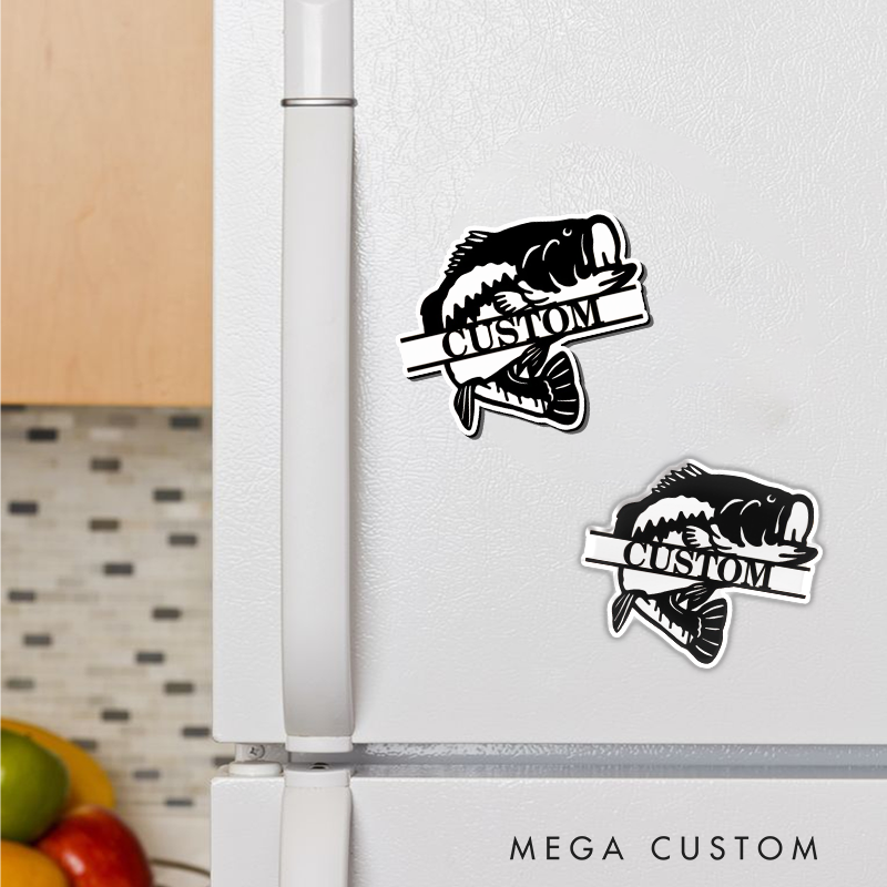 Personalized Fishing Theme Fridge Magnet Perfect for Tackle Boxes Metal Surfaces and Fishing Lover