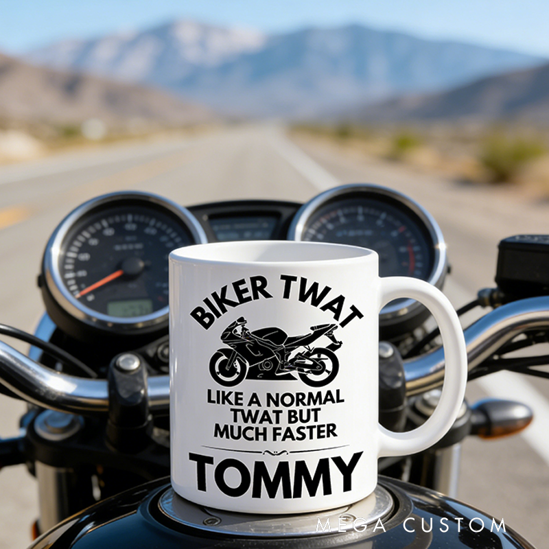 Personalized Biker Twat Mug Custom Name Mug Gift for Biker and Motorcycle Fans