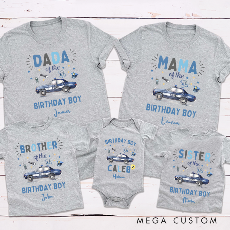 Personalized Police of the Birthday Boy Design Family Matching Outfit