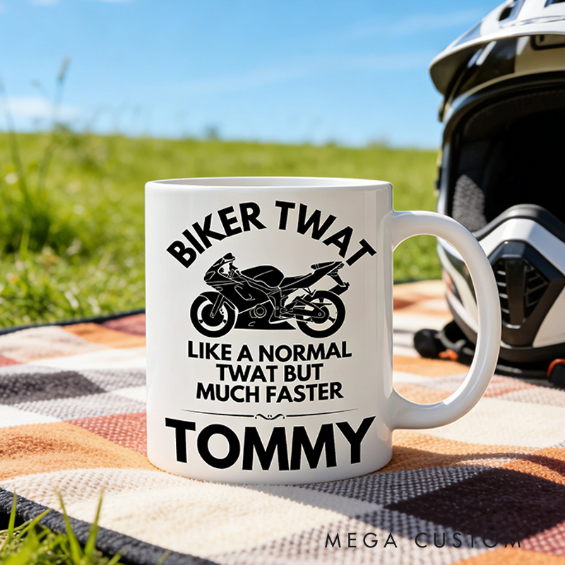 Personalized Biker Twat Mug Custom Name Mug Gift for Biker and Motorcycle Fans