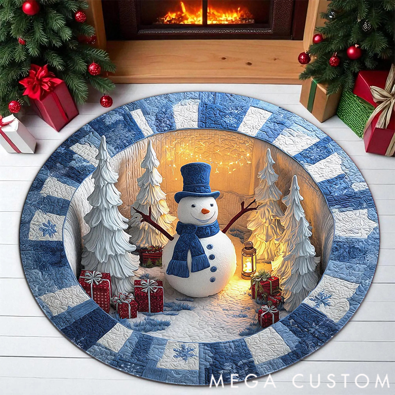 Personalized 3D Printed Rug, Christmas Welcome Round Mat, Indoor Rug Decor, Christmas Tree Home Decor, Holiday Doormat, Christmas Gift