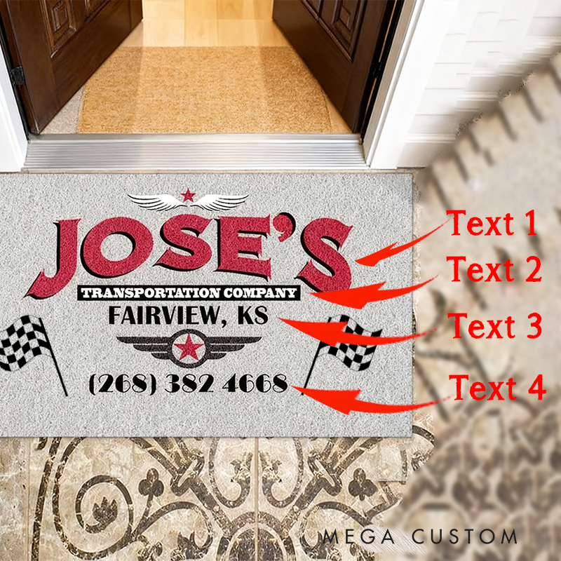 Personalized Racing Theme Door Mat Custom Text Checkered Flag Welcome Mat for Race Car Lovers and Motorsport Families