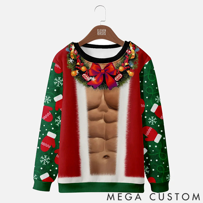 Personalized Muscle Family Ugly Christmas Sweater, Matching Family Sweater, Funny Xmas Gift