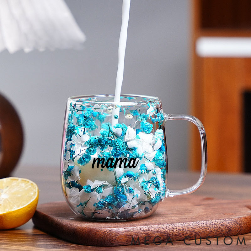 Personalized Floral Mug/Cup with Your Favorite Dried Flowers—an Original Gift for Grandma, Mom, or Godmother
