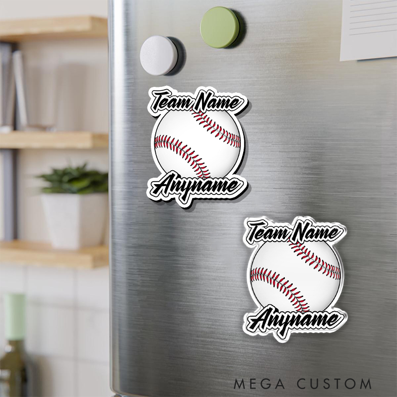 Personalized Athletic Fridge Magnet with Classic Ball Design and Custom Text