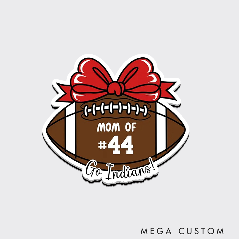 Personalized American Football and Rugby Mom Bow Fridge Magnets with Custom Player Decal Name and Number