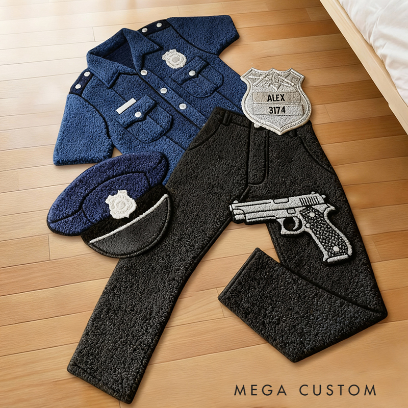 Personalized Police Officer Rug Custom Name Rugs Policeman Funny Gifts