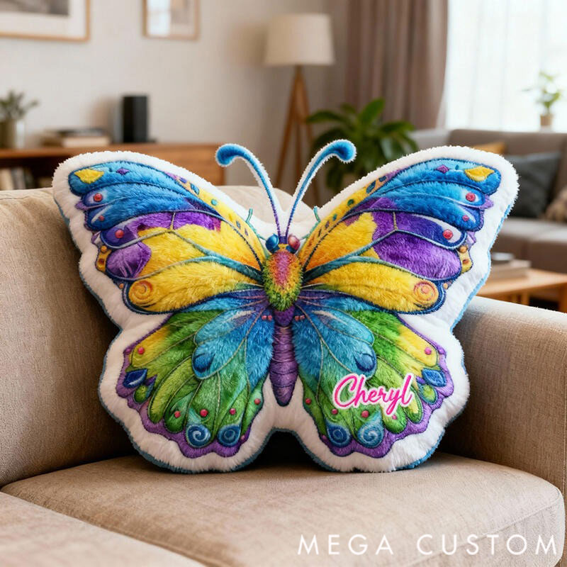 Personalized Graphic 3D Print Pillows Pillow, Custom Butterfly Pillow with Name for Family