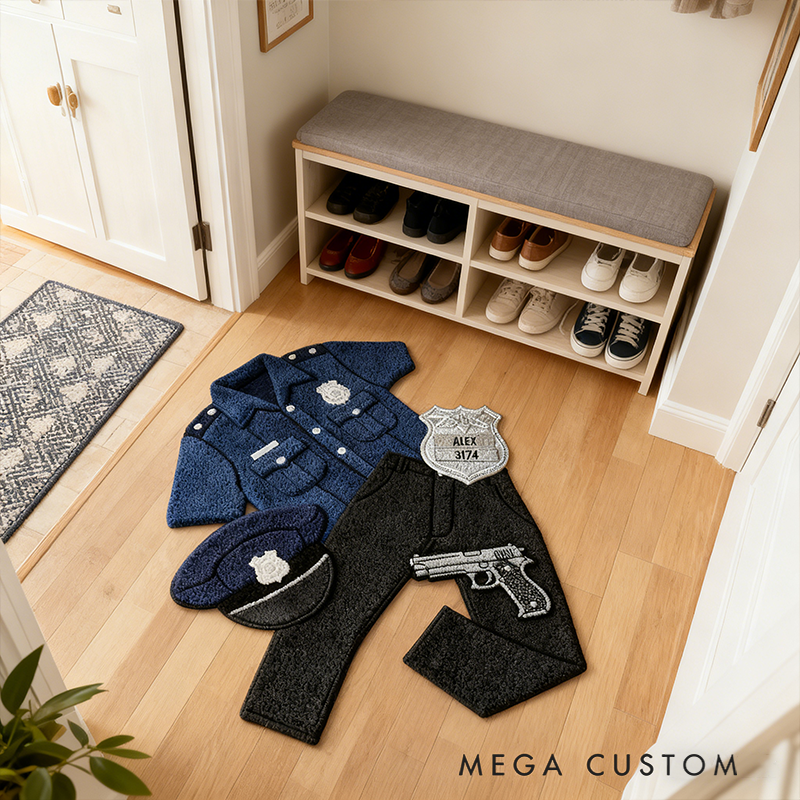 Personalized Police Officer Rug Custom Name Rugs Policeman Funny Gifts