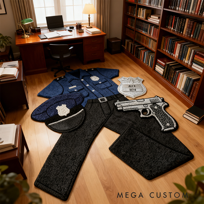 Personalized Police Officer Rug Custom Name Rugs Policeman Funny Gifts