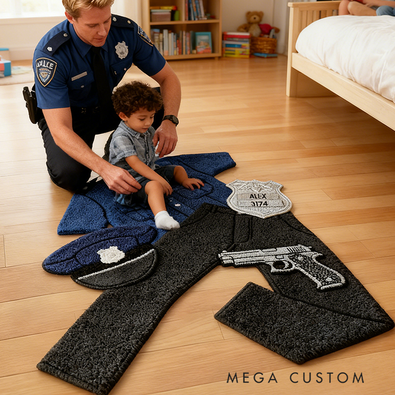 Personalized Police Officer Rug Custom Name Rugs Policeman Funny Gifts