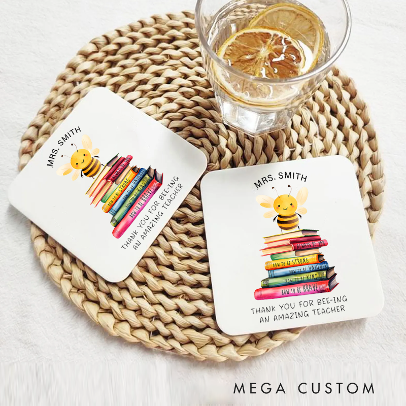 Personalized Coasters for Thank You for Being an Amazing Teacher Appreciation Gift for Teachers