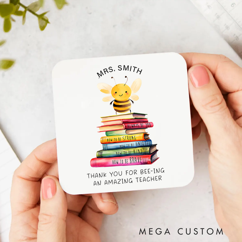Personalized Coasters for Thank You for Being an Amazing Teacher Appreciation Gift for Teachers