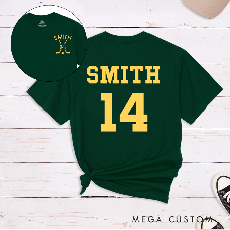 Personalized Ice Hockey T-Shirt With Custom Name and Number