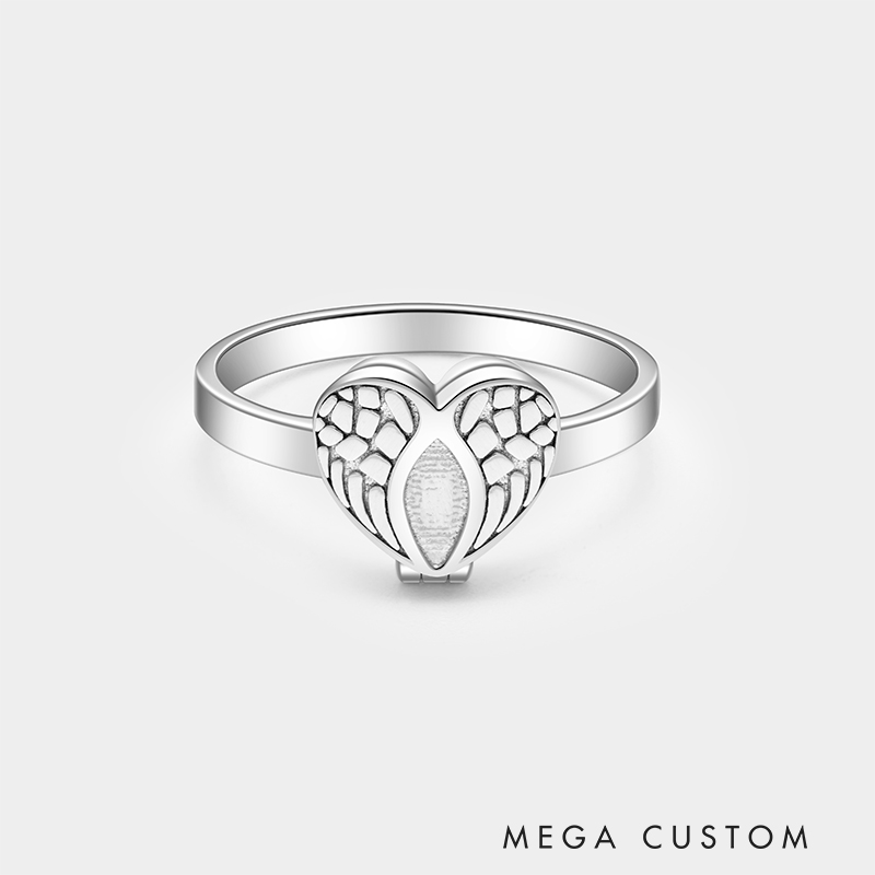 Custom Sterling Silver Heart Locket Ring – Personalized Pet Hair Keepsake Jewelry