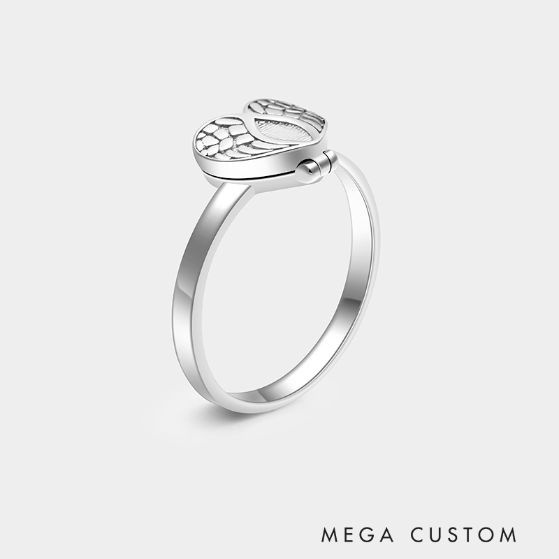 Custom Sterling Silver Heart Locket Ring – Personalized Pet Hair Keepsake Jewelry