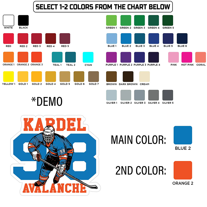 Personalized Ice Hockey Sticker Featuring Player and Bold Number Design