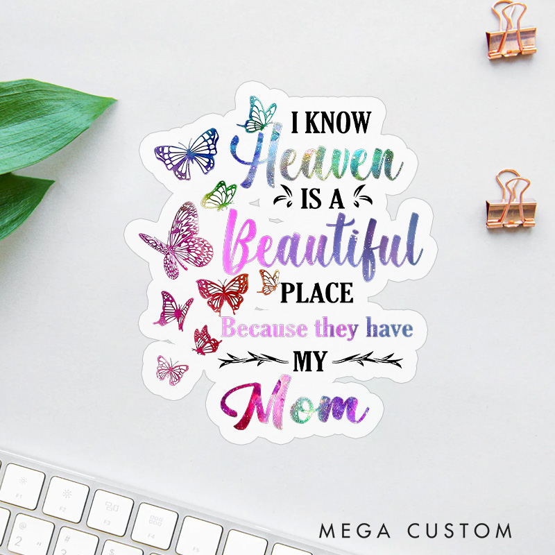 Personalized Mom Memorial Sticker Butterflies Heaven Tribute Journal Sticker Sympathy Gift for Grieving Mom Loss