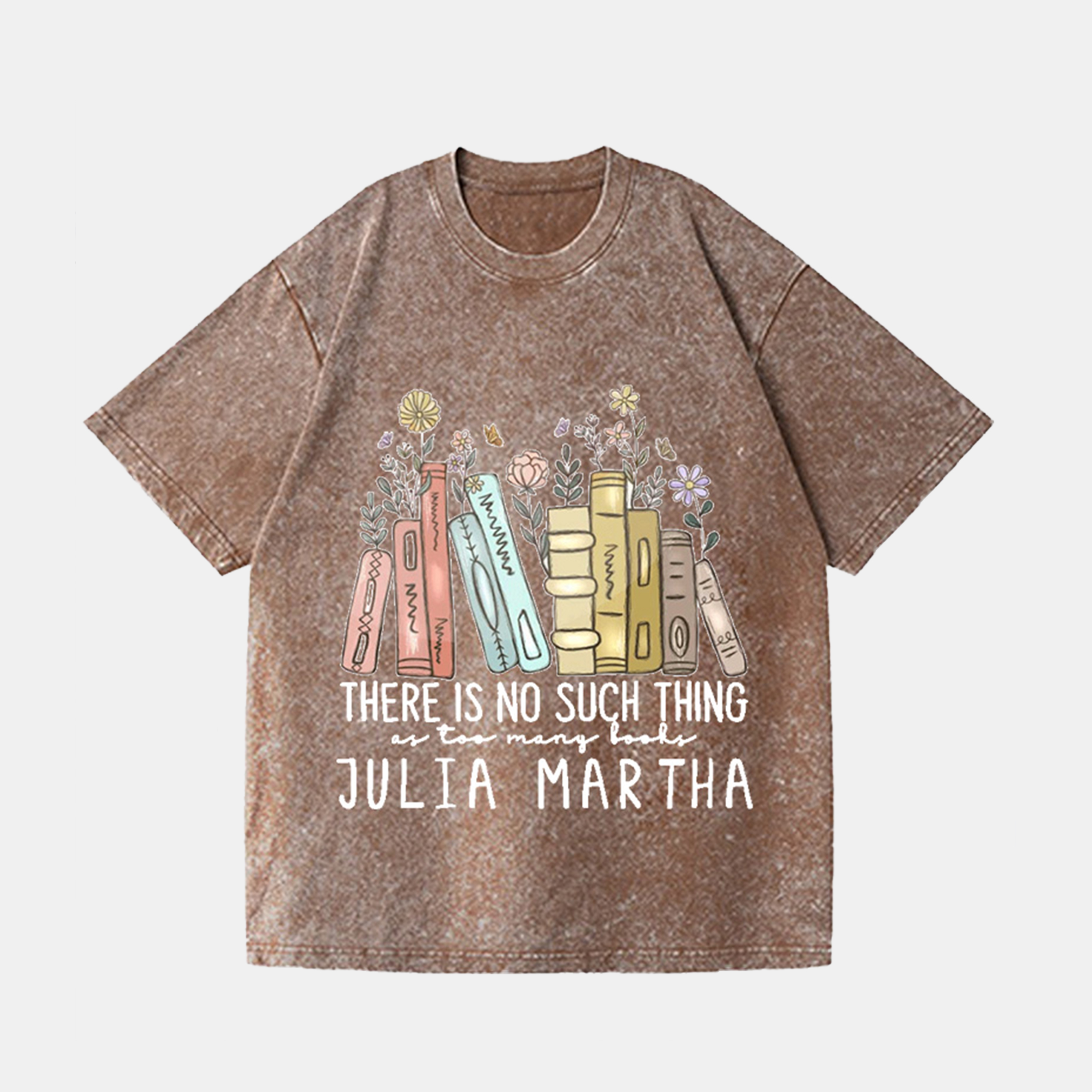 Personalized There Is No Such Thing As Too Many Books Washed T-Shirts Reading Book Lover Shirt