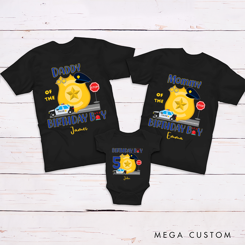 Personalized Special Birthday Boy Police Exciting Party Event Matching Outfit