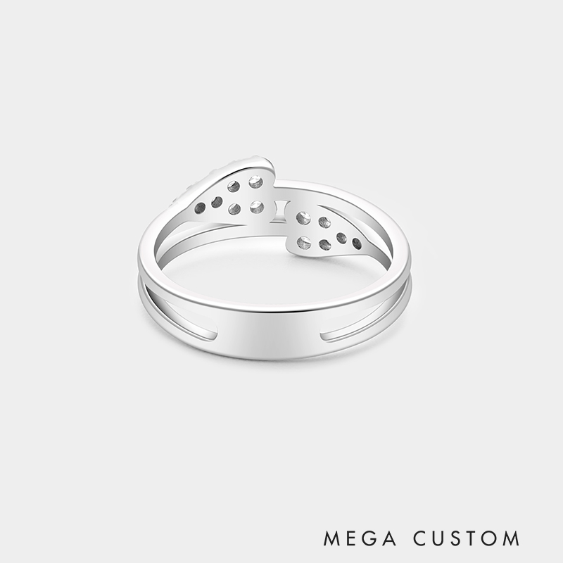 Personalized Sterling Silver Double Heart Ring – Custom Initials, Name, and Birthstone Romantic Jewelry