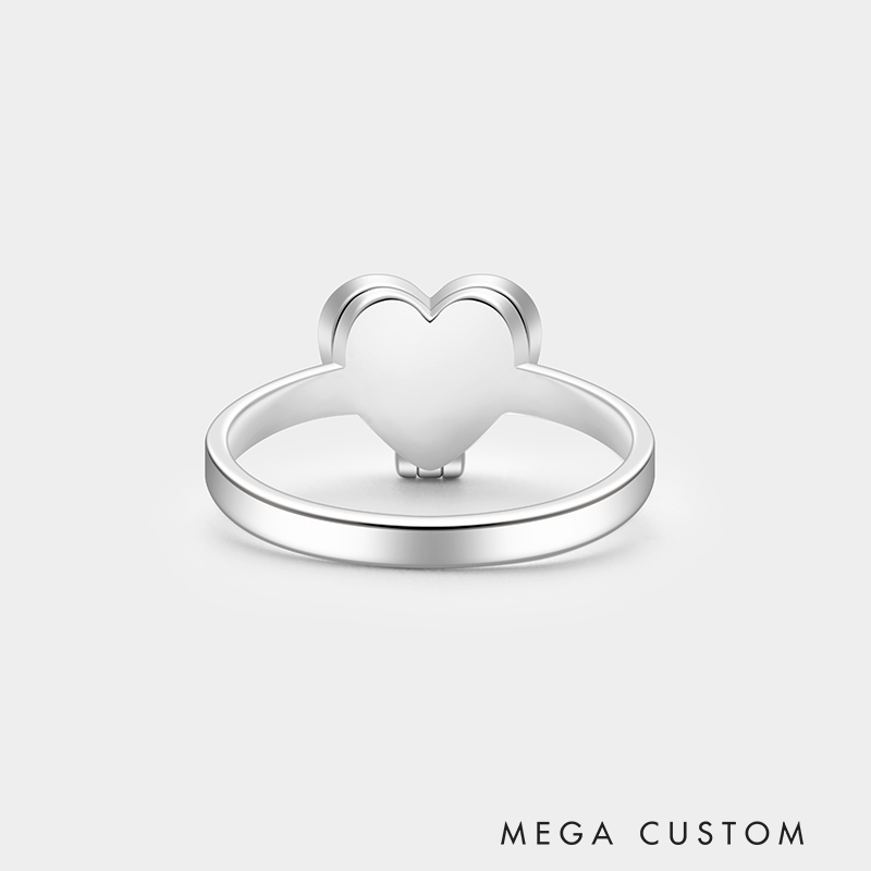 Custom Sterling Silver Heart Locket Ring – Personalized Pet Hair Keepsake Jewelry