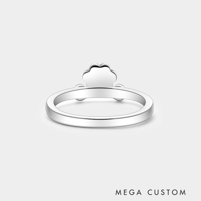 Personalized Custom Name Paw and Bone Ring 925 Sterling Silver Personalized Engraved Pet Lover Jewelry Gift for Dog Mom 925 Sterling Silver