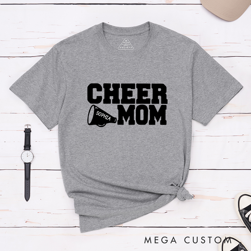 Personalized Cheer Mom T-Shirt with Custom Name