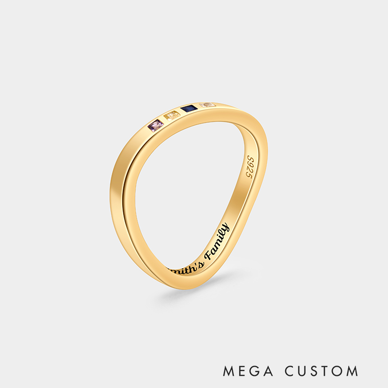 Personalized Sterling Silver Infinity Ring – Custom Name and Multi-Birthstone Symbol of Eternal Love