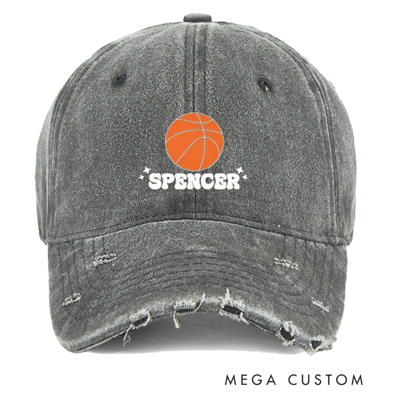 Personalized Basketball Distressed Cap with Custom Name Design