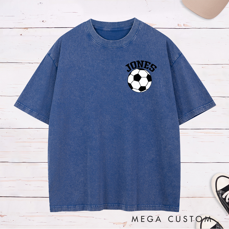 Personalized Classic Soccer Ball Washed T-Shirt with Custom Name