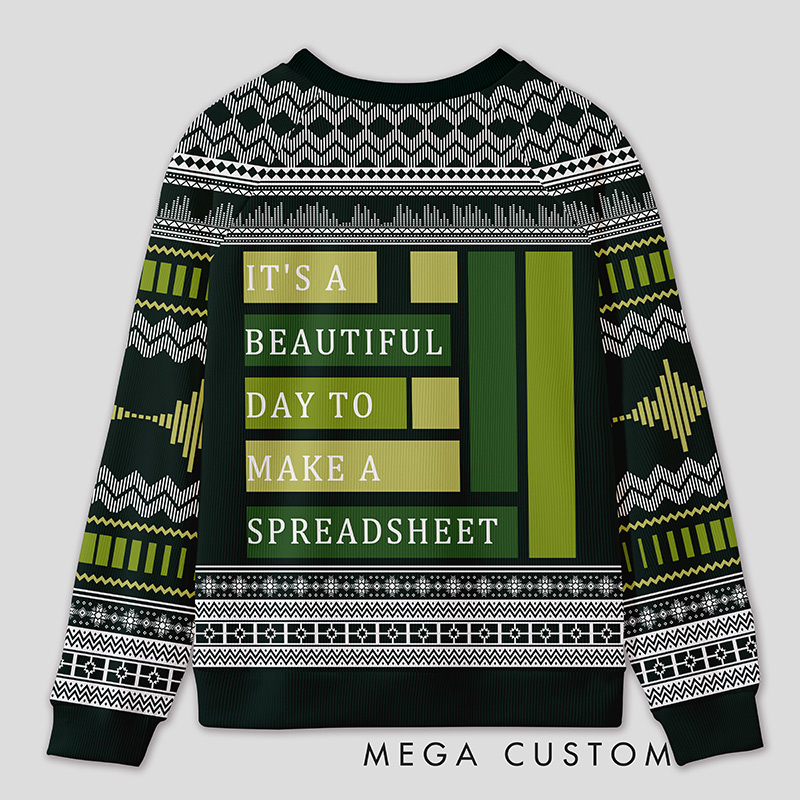Personalized Spreadsheet Geek Humor Ugly Sweater Office Holiday Party Gift for Accounting Professionals