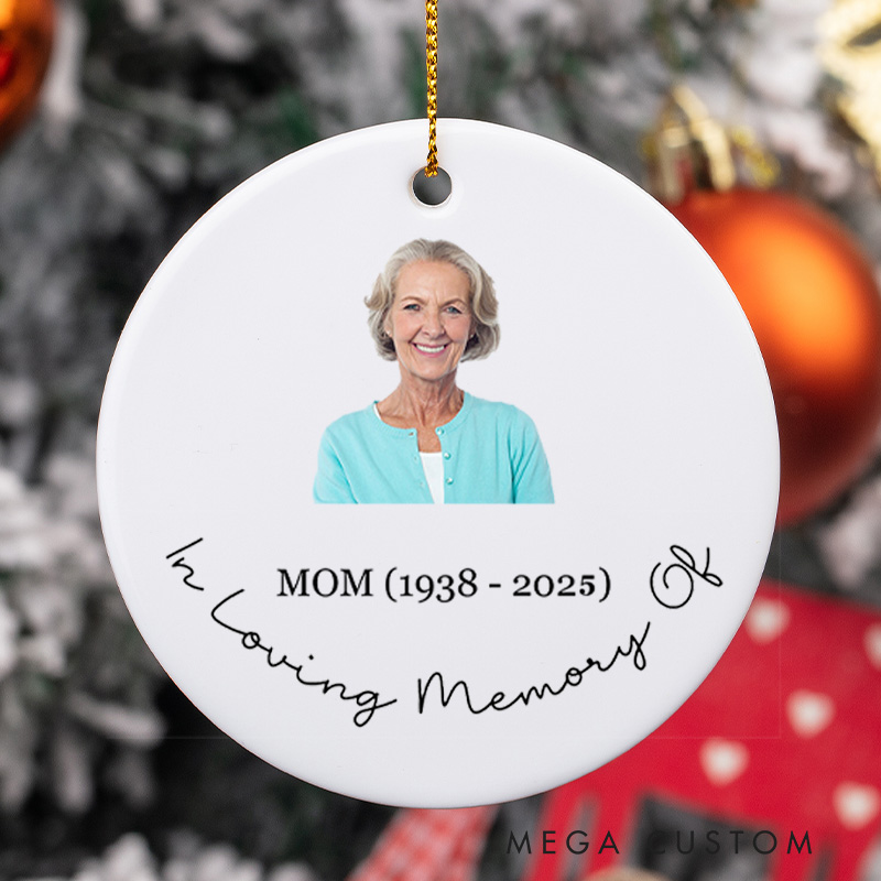 Personalized Memorial Photo Ceramic Ornament Loss of Loved One Remembrance Gifts Sympathy Gift Custom Photo Christmas Ornament