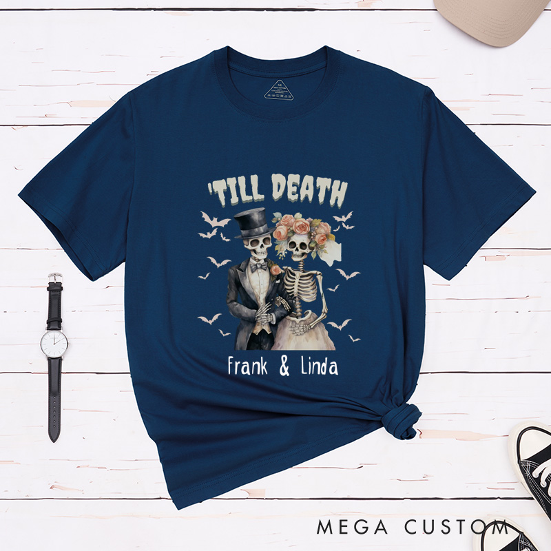 Personalized Skeleton Till Death Halloween Couple Matching T-Shirt
