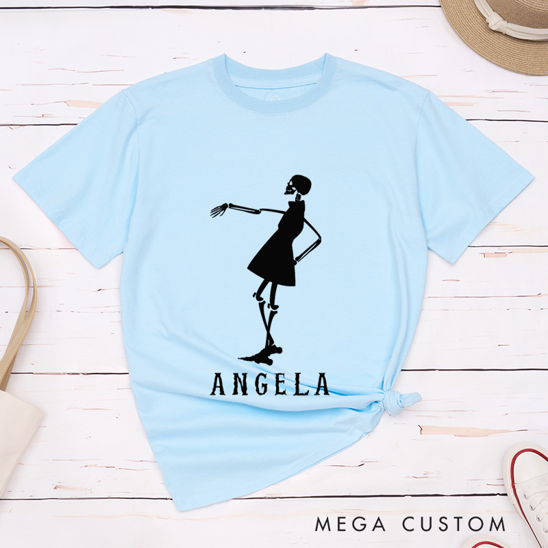 Personalized Elegant Skeleton Couple Halloween Matching T-Shirt Funny Skeleton Halloween Shirt For Lovers