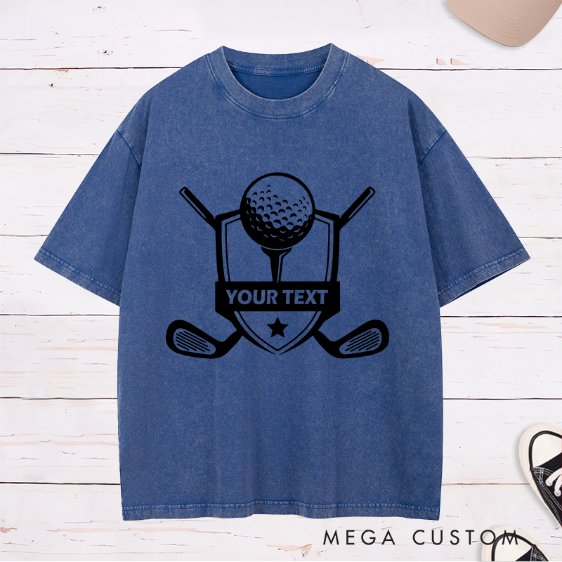 Personalized Golf Washed T-Shirt with Custom Message Unique Gift for Golfers Custom Golf Apparel for Men and Women