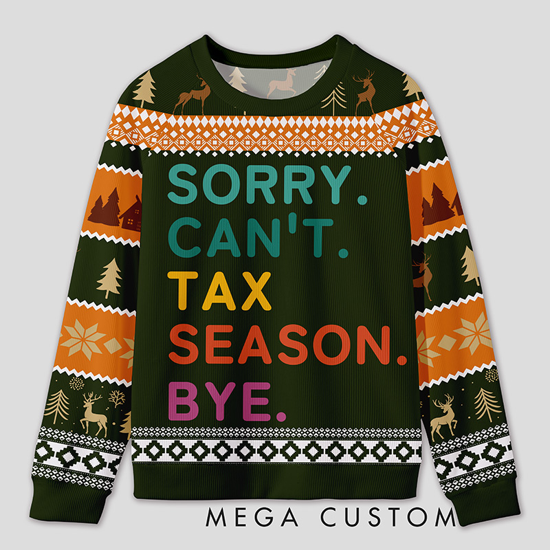 Personalized Tax Season Survival Humor Ugly Sweater Office Holiday Party Gift for Accountants