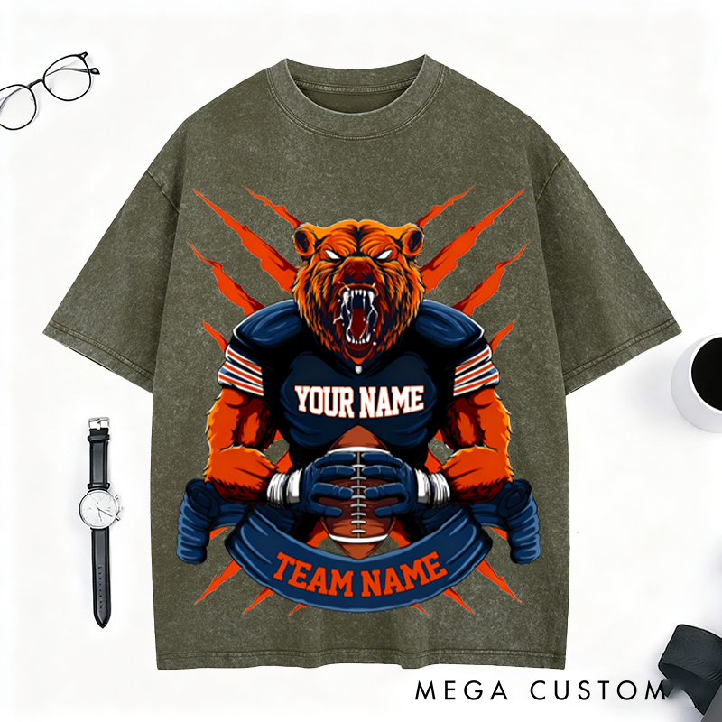 Personalized Fierce Bear Football T-Shirt Unleash Your Team Spirit in Style