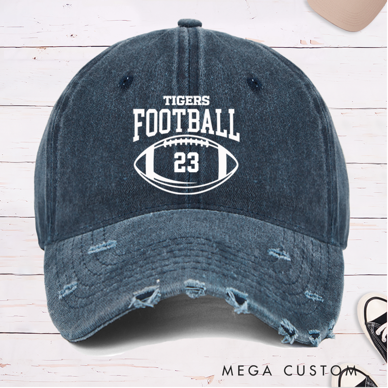 Personalized American Football Cap with Custom Team Name and Number