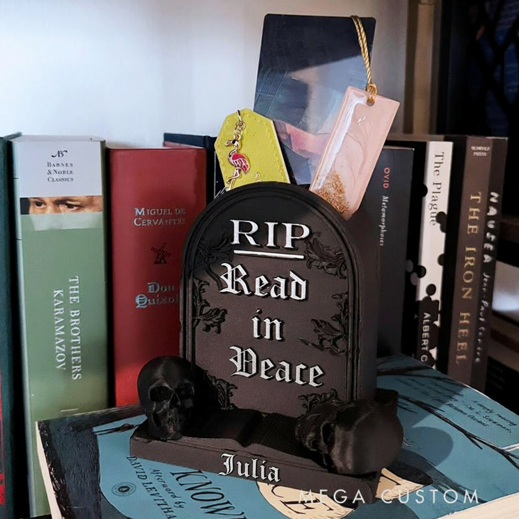 Spooky Gravestone Bookmark Holder Gothic Bookshelf Decor Halloween Decor Bookish Horror Trinkets Unique Bookmark Container Organizer