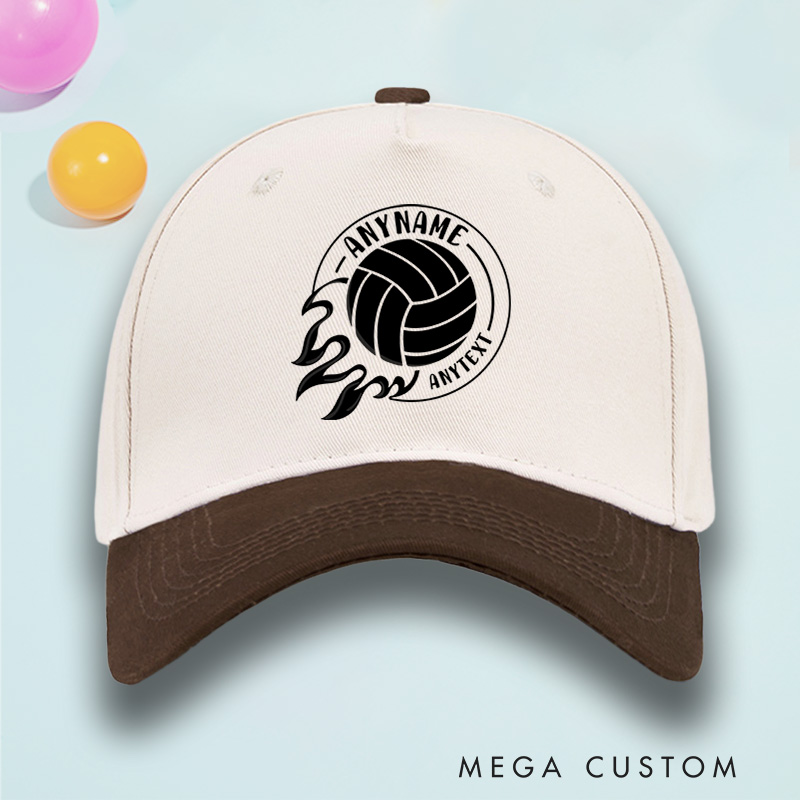 Personalized Volleyball Cotton Two Tone Cap with Name and Text with Dynamic Ball Design
