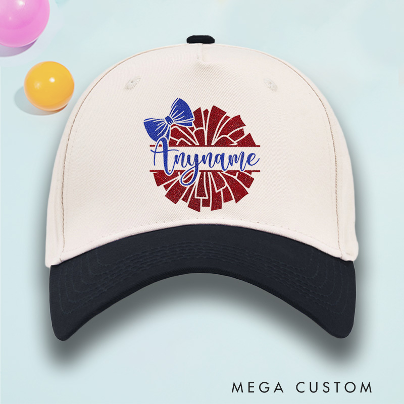 Personalized Cheerleader Name Cotton Two Tone Cap with Custom Name for Fans