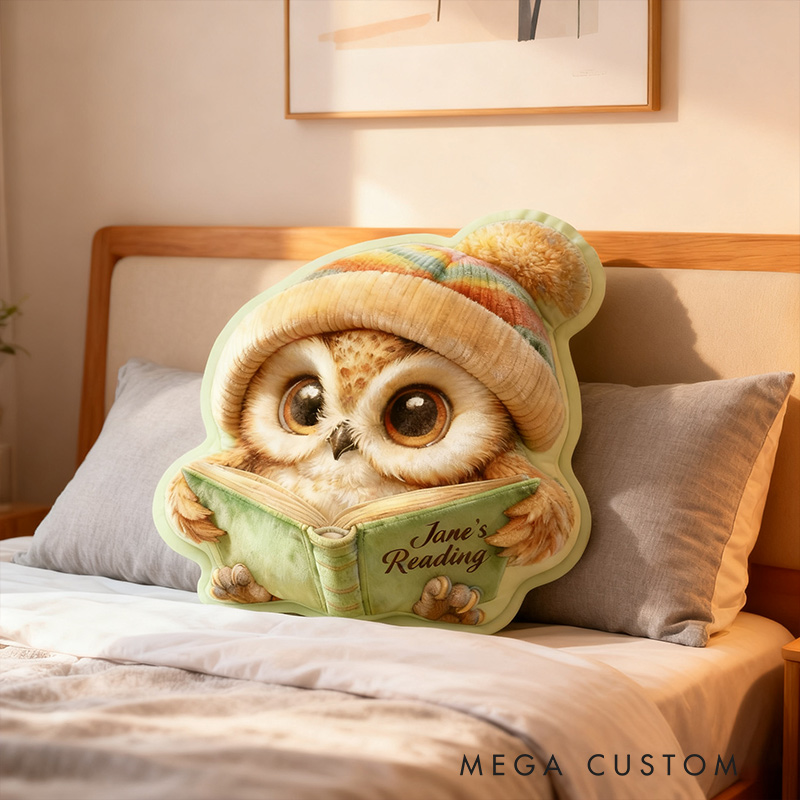 Personalized Funny Pillow Christmas Graphic 3D Print Owl's Reading Custom Name Gift for Reading Lovers