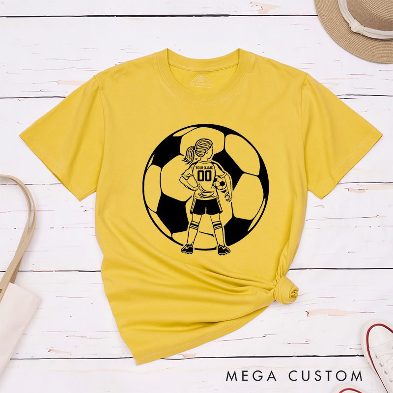 Personalized Soccer T-Shirt for Girls with Custom Name and Number