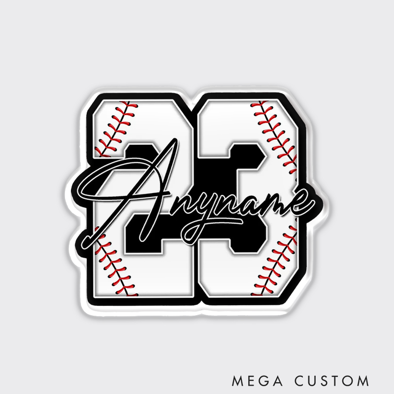 Personalized Baseball Name Helmet Decal Fridge Magnet
