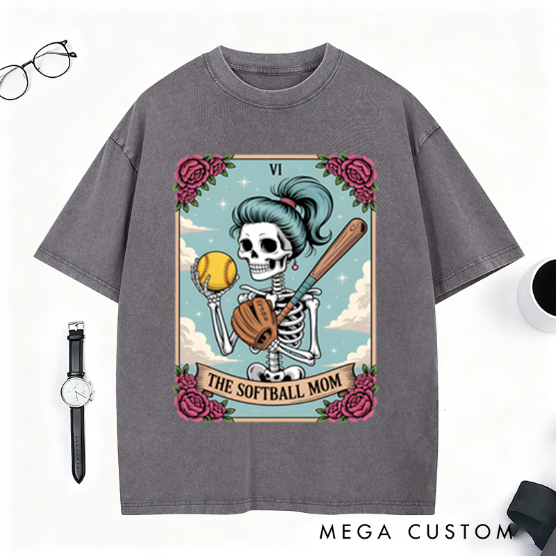 Personalized Softball Skeleton T-Shirt with Vibrant Floral Accents