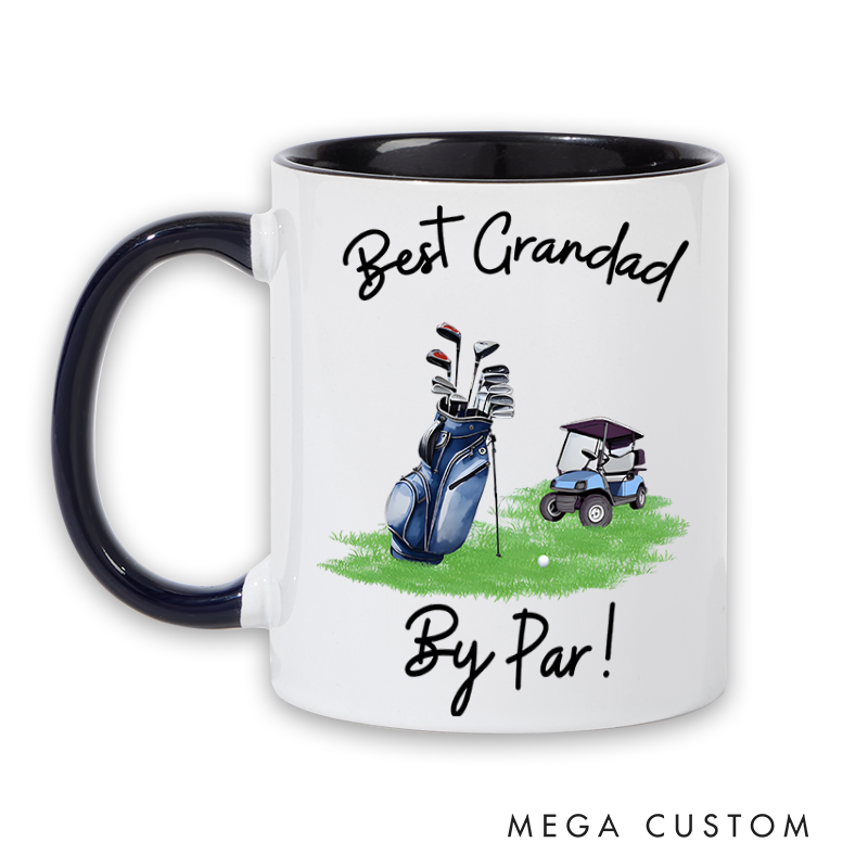 Personalized Golf Mug with Customizable Title Golf Bag and Cart Design Perfect Gift for Golf Lovers and Special Occasions