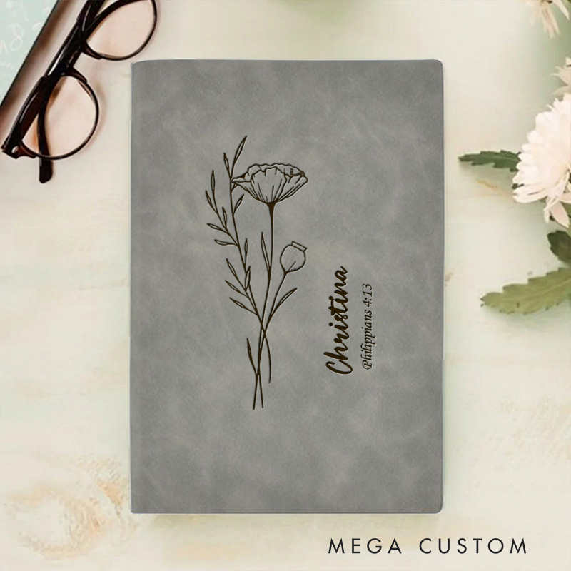 Personalized Floral Spiritual Journal A5 Notebook with Name Christian Notebook Graduation Gift Christmas Easter Gift for Women