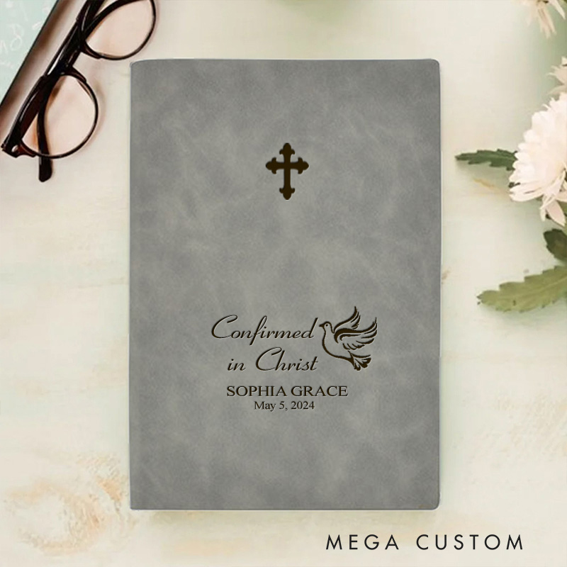 Personalized Holy Bible with Cross and Dove Prayer Journal A5 Notebook with Name and Date Religious Confirmation Gift for Men and Women Easter Gift