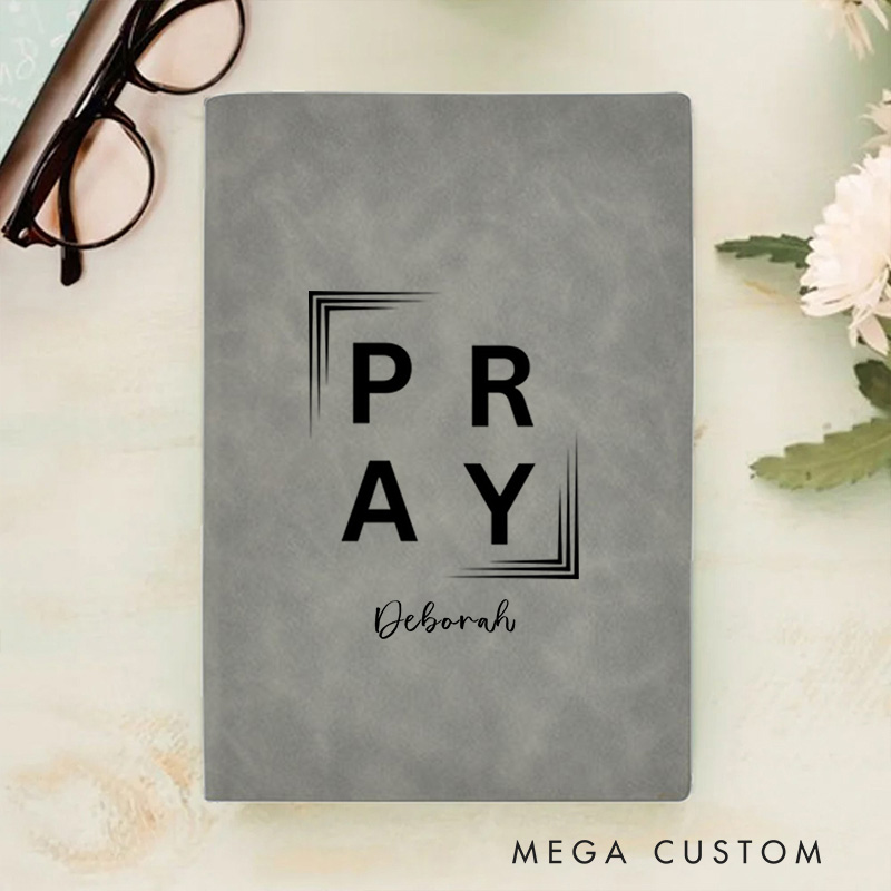 Personalized Multicolor Christian Theme Pray A5 Sheepskin Suede Notebook with Name Baptism Birthday Gift for Christians